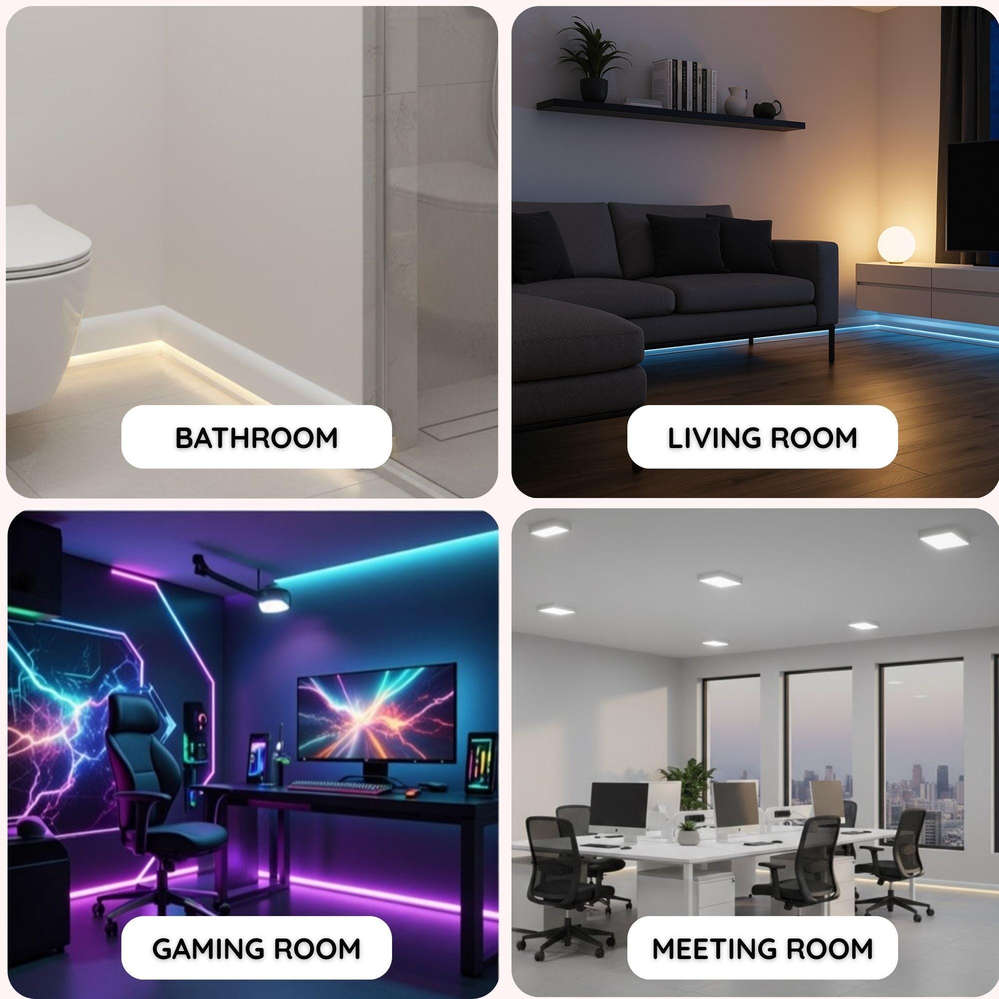 Baseboard Channels Baseboard Molding With LED Channel – 240x10 Cm (94.4'' X 3.9'') White ...