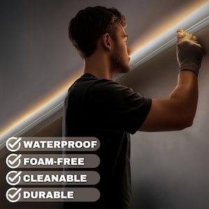 Crown Molding with LED Duct 240x7.2 cm (94.4'' x 2.8'') White Cornice Trim, Decorative Ceiling Moulding for Lowes & Home Decor