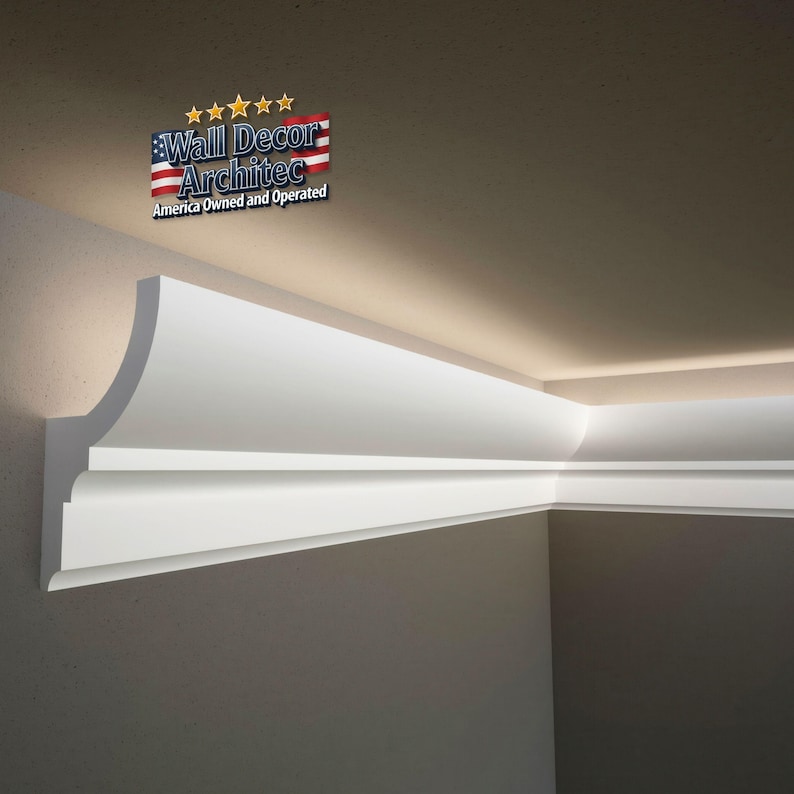 Crown Molding with LED Duct White Cornice Trim, Decorative Ceiling Moulding for Lowes & Home Decor, Each Pieces 240x7.2 cm (94.4'' x 2.8'') image 1