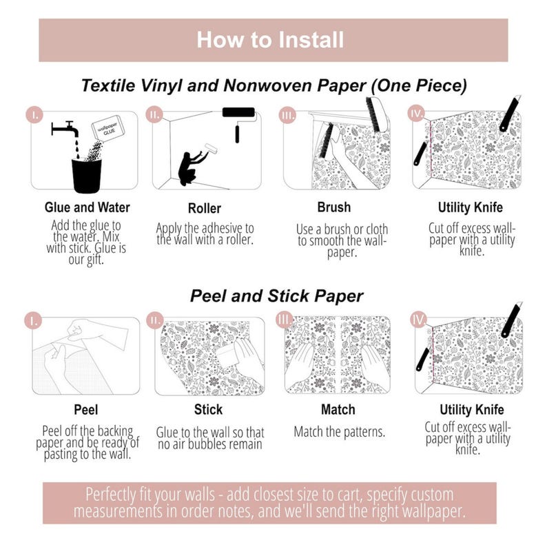 Vintage Pink Rose Sketch Peel and Stick Wallpaper Mural – Hand-Drawn Floral Vine Wall Décor for Bedroom, Living Room, Cottage Chic Accent