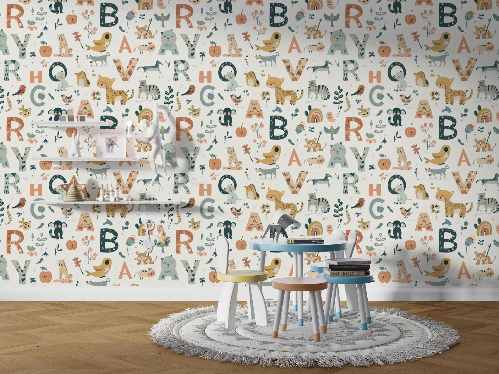 Alphabet Animals Peel and Stick Wallpaper Mural – Removable Self ...