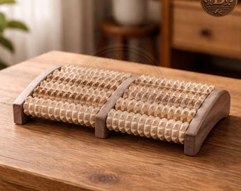 Wooden Foot Massager Roller, Dual Foot Reflexology Mat, Plantar Fasciitis Relief, Self Care Gift, Stress Relief Spa
