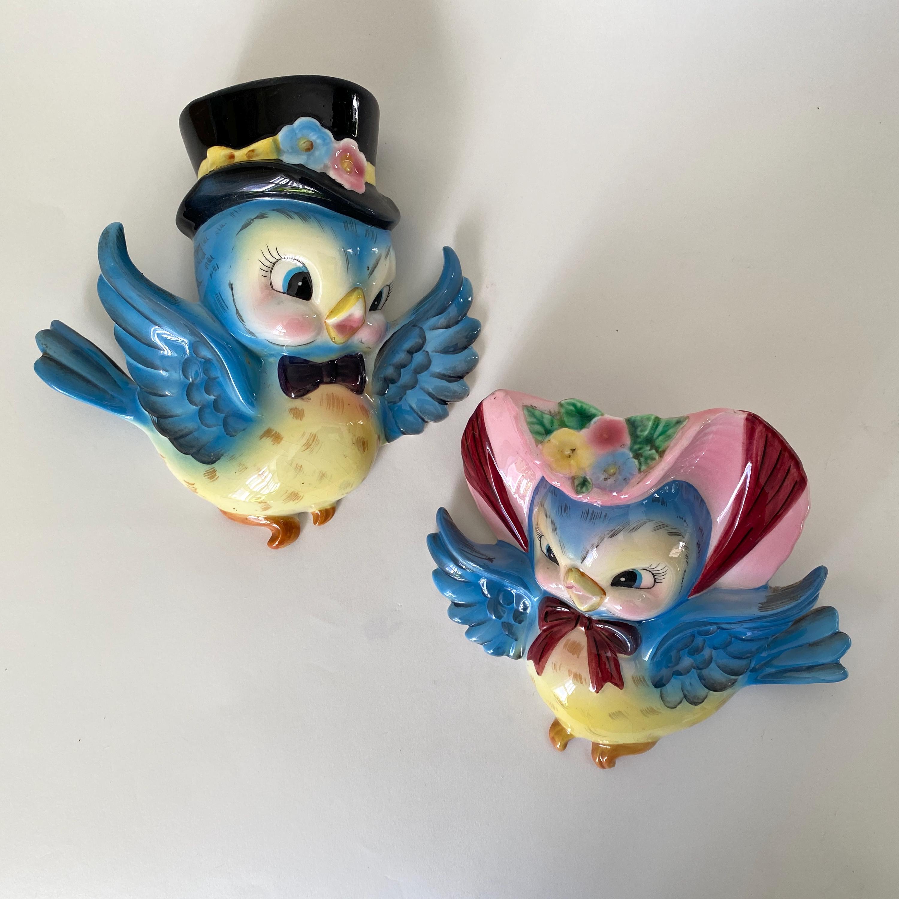 Lefton's Mr. & Mrs. Bluebird Wall Pocket Set 1950s - Etsy