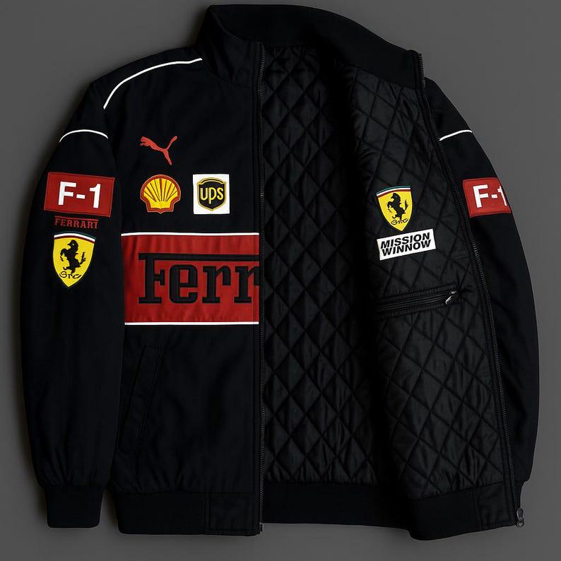 Ferrari レザージャケット 黒/白 Ferrari レザージャケット 黒/白