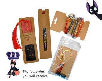 Studio Ghibli Kiki's delivery, Anime keychain, Anime bookmark, Hayao miyazaki, Cute crystal hair clips, Cat lover gift, Studio Ghibli gift