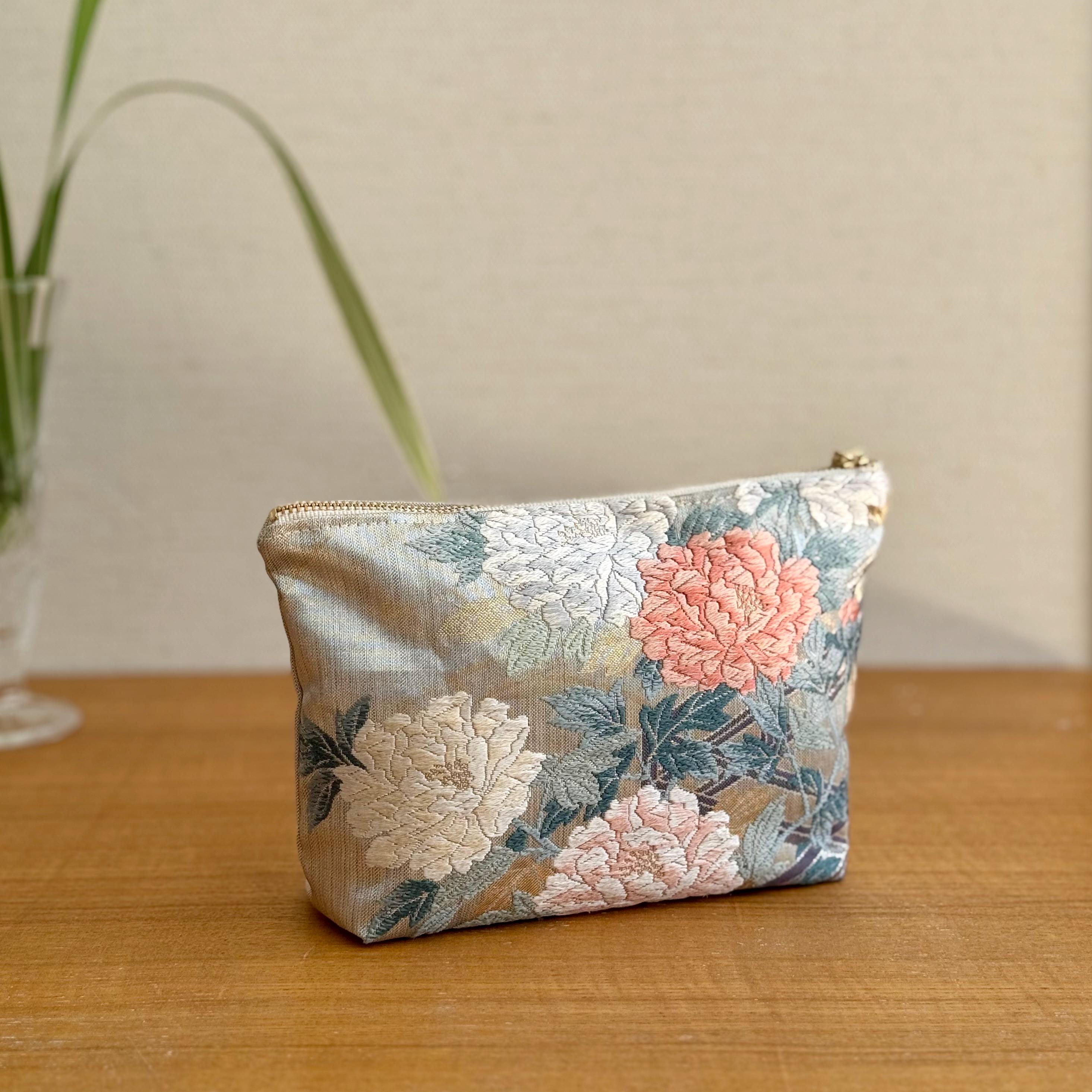 Sac à Main Japonais Vintage Style Kimono - Broderie Dorée Et Fleurs - Magnifique Pièce Unique