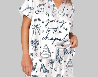 Going To The Chapel Coquette Pajama Set, Bachelorette Bridal PJs, Bride Sleepwear, Wedding Party Matching Outfits, Hen Party Gift