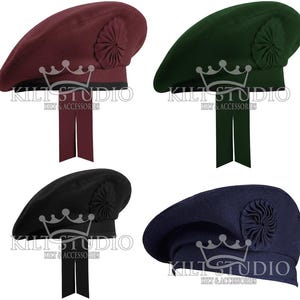Irish Caubeen Beret Hut - Balmoral Cap Französisches Beret Glengarry Bonnet Hut - 100% Wolle - Schottischer Tam O Shanter Hut - Made To Order