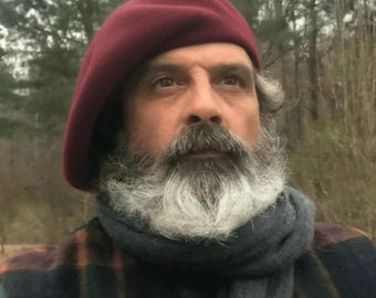 Scottish Men’s Tam Bonnet Hat - Traditional Highlander Beret Hat - Men's Tam Hat - Scottish Maroon Wool Kilt Cap - Available in 10 Colors