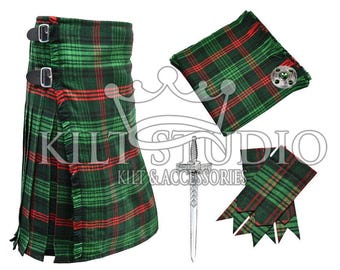 Kilt escocês de caça moderno xadrez Ross para homens - Kilt de 8 jardas e pacote de acessórios - Kilt personalizado Highland feito sob encomenda Kilt