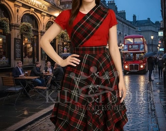 Women’s Tartan Skirt Scottish Fairy Ladies Acrylic Pixie Skirts Handmade Vintage Check Plaid Women Wool Fashion
