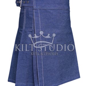 Scottish Blue Denim Utility Kilt For Men - Tactical Duty Kilt - Fashion Utility Kilt - Denim Utility Kilt Single Side Buckle - Made To Order