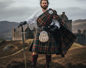 Grand kilt écossais des Highlands du XVIe siècle Grand kilt traditionnel fait main pour hommes disponible en 60 + tartans de clan
