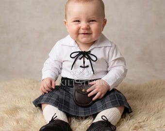 Handgemaakte babykilt - Schotse Hooglanden kinderkleding - Highland babyjurk - Schotse clan tartan outfit - cadeau-idee pasgeborene - 100+ tartan kleur