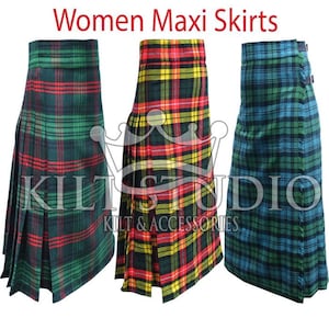 Scottish Tartan Maxi Skirt for Women - Floor Length Tartan Hostess Skirt - Tartan Kilted Ladies Skirt - 50 Tartan Colors - Made to Order