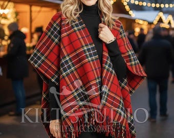 Scottish Tartan Shawl Wrap For Women's - Wool Blend Warm Winter Handmade Tartan Shawl - Available in 70+ Tartans Colors