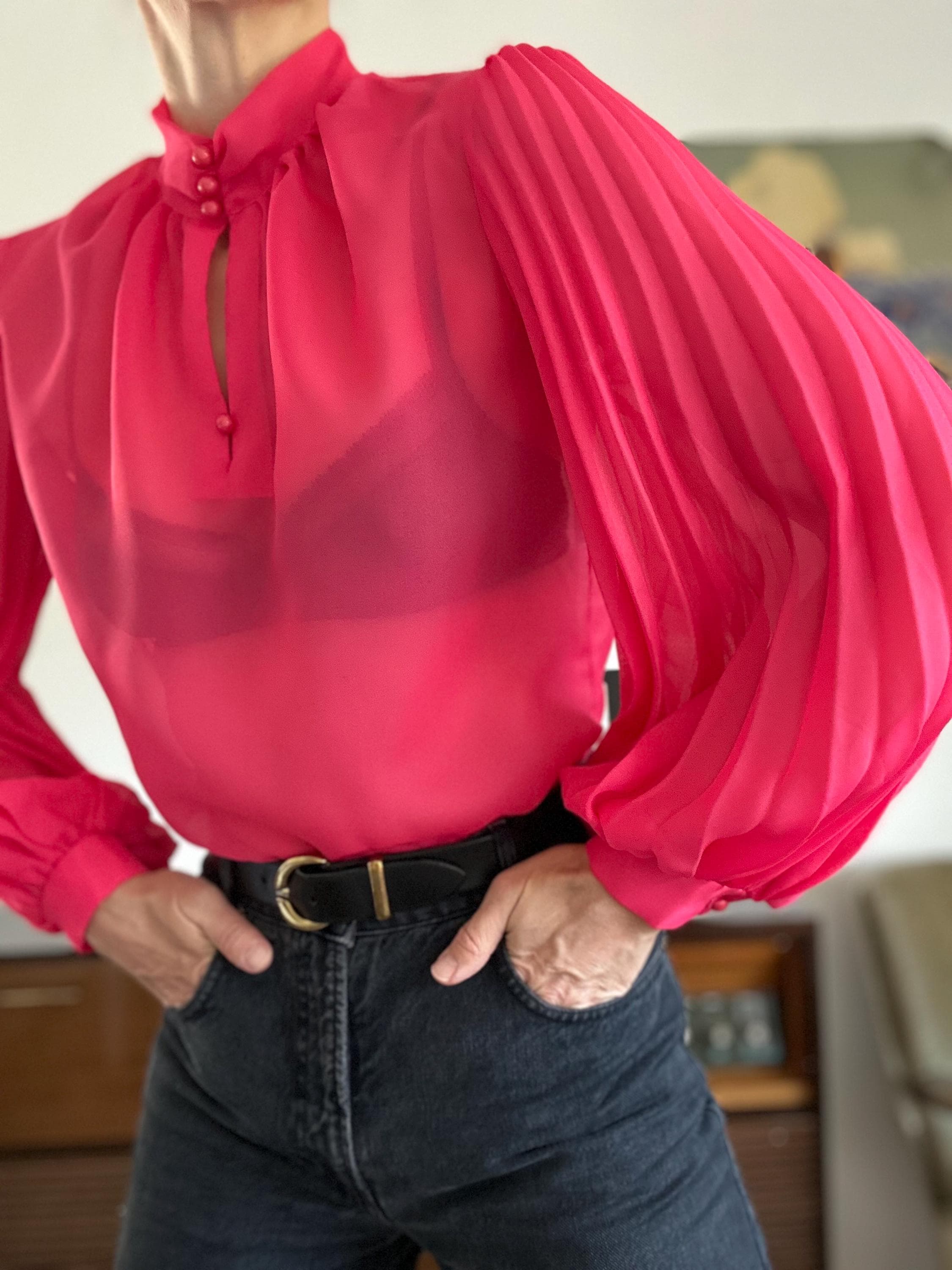 80's Sheer Shirt - Etsy