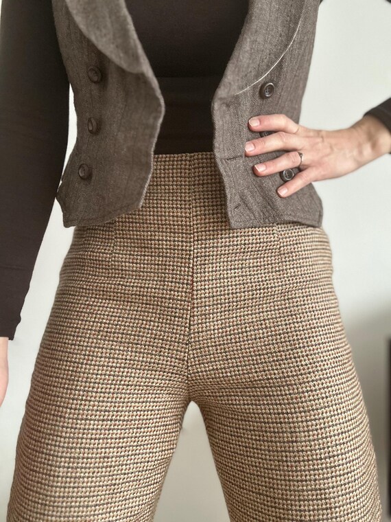Vintage Tweed Wool Pants Women Small Medium Made in Germany 80s High Waist Wool Checkered Trousers Winter Wool Pants Retro Women Pants