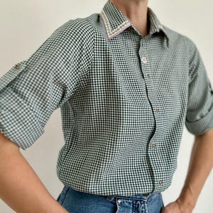 Vintage Dirndl Blouse XS Folk Blouse Vintage German Trachten Blouse Boho Plaid Dirndl Shirt Oktoberfest Blouse Austrian Cotton Blouse
