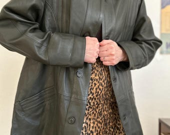 Vintage 1990s Leather Jacket Unisex Medium Gino Ginero Black Soft Real Leather Coat Women 90s Leather Grunge Leather Jacket Medium