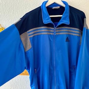 Vintage Jacket Adidas Large Blue windbreaker Adidas Track Jacket Large 90s Three Stripes Adidas Retro windbreaker Adidas Big Logo Jacket