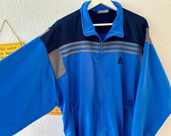 Vintage Jacke Adidas Large Windbreaker Adidas Trainingsjacke große 90er Jahre drei Streifen Adidas Retro Windbreaker Adidas Big Logo Jacket