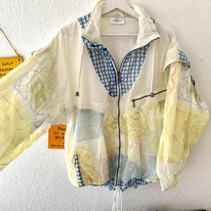 90s Vintage Windbreaker Jacket: Abstract Patchwork, Fits S-XL