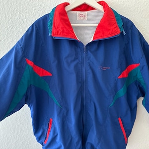 Vintage Windbreaker Jacket Men XL Retro Swedish Sport Jacket Men’s Windbreaker 90s Clothing 90s Streetwear Athletic Blue Windbreaker Men