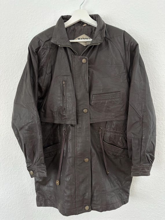 1990s Vintage Distressed Leather Jacket Waist Cinched Small Real Leather Jacket Women Medium 90s Leather Grunge Leather Jacket Men Small