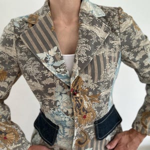 Vintage Tapestry Blazer Laurel XS-S Velvet Feel Floral Jacket Baroque Tapestry Jacket Romantic Boho Statement Piece 90s Clothing Women