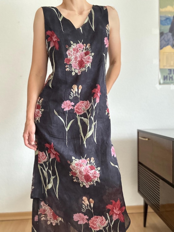 y2k chiffon dress Y2K Peach Floral Chiffon Dress