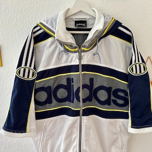 Vintage Adidas 90s Short Sleeve Jacket Medium Adidas Track Jacket Hooded 90s Clothing Retro Adidas Big Logo Jacket Men Retro windbreaker