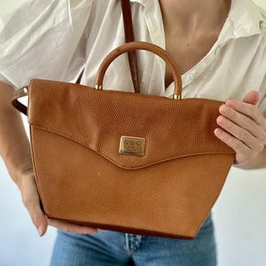 Vintage Brown Structured Handbag: 90s Retro Top Handle Shoulder Bag