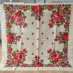 Vintage Russische sjaal Pavlovo Posad bloemen sjaal witte bloemen wollen sjaal 100% wol vintage Russische sjaals bloemen wollen sjaal Oekraïens