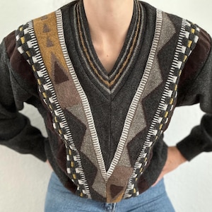 1980s Vintage Knit Sweater Small 80s Knit Sweater Women Knitted Sweater Medium Dark Grunge 90&#39;s Sweater 90s Clothes