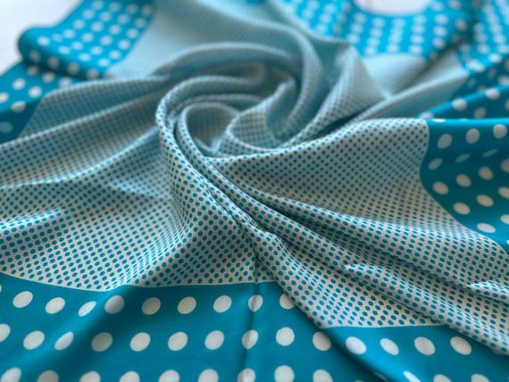 Vintage Silk Polka Dot Scarf Women Sky Blue and White Made in West Germany Silk Scarf 26 x 26 inches Square Gift for Her