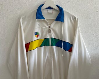 1990s Hummel Vintage Track Jacket Men Small Retro Windbreaker Medium Old School Jacket Retro 90s Clothing White Color Block Windbreaker