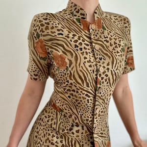 90s Vintage Leopard Print Blazer Medium Leopard Jacket Tiger Print Clothing 90s Shoulder Pads Structured Fit Elegant Tailored Jacket