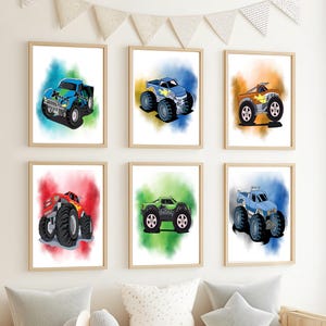 Monster truck print Poster Monster truck Boy bedroom Printable Monster truck watercolor wall art Monster truck Picture Monster truck set art