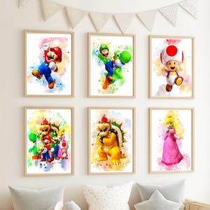 Mario Watercolor Prints: Super Mario Bros. Nursery Decor (Digital Download)