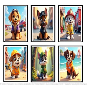 Puppies print rescuers Puppy bundle Poster Printable Puppies heroes Nursery puppy wall art set watercolor dog police kid bedroom puppy decor