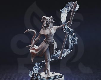 Aria the Faithful – Tiefling Sorceress | Fantasy D&D Miniature | Hero, Villain or NPC, Resin Model