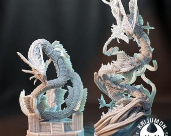 Kaijumon Rayquazza & Mega Rayquazza | Resin Miniatures | Pokémon Kaiju Fusion Collectibles