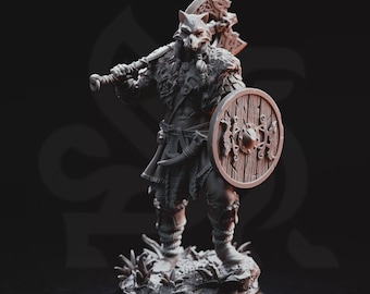 Skjolnir Ulvar – Barbarian of the Wolf | Fantasy D&D Miniature | Hero, Villain or NPC, Resin Model