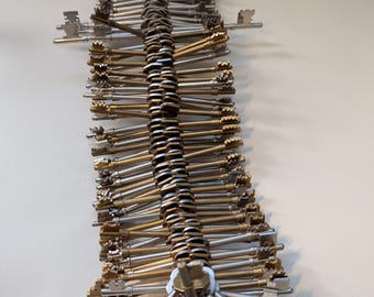 Key Snake Sculpture - Upcycled Metal Art Made from discarded keys.
