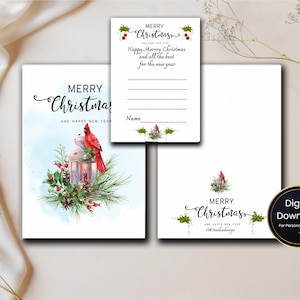 Printable Foldable Christmas Card Digital File - Instant Download Holiday Greeting