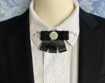Hand Embroidered Statement Choker - One of a Kind Art Collar Necklace