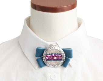 Hand Embroidered Statement Choker - One of a Kind Art Collar Necklace