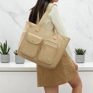 Grand sac fourre-tout pour femme - Sac à bandoulière de couleur unie pour le travail, l'école, le shopping et un usage quotidien polyvalent.