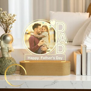 Custom Father&#39;s Day Night Light – Personalized Photo LED Lamp Gift for Dad, Birthday Keepsake, Father&#39;s Day Ornament Decoration